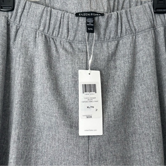 NWT Eileen Fisher Soft Wool Flannel Pleated Tapered Ankle Pants in Gray size XL - Picture 7 of 12